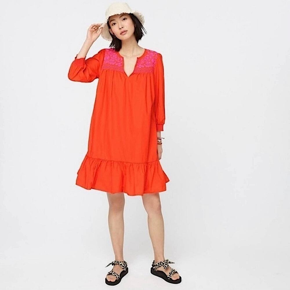 J. Crew Leda Embroidered Popover Dress (Small) - Picture 1 of 10